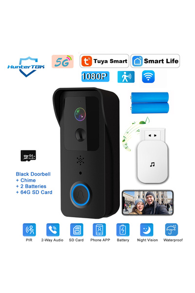 Choice6 جرس باب ذكي لاسلكي خارجي مع كاميرا فيديو 1080P وواي فاي 5G و2.4G وذاك...