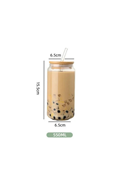 Choice 401-500ml 550ML JUSTINLAU Glass Straw Cup with Dustproof Wooden Lid He...
