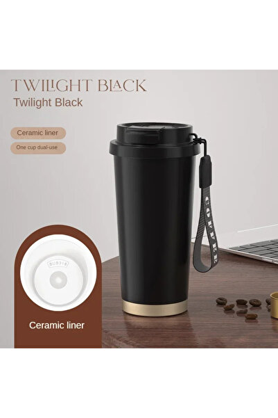 Choice 530ml black ceramic Large Capacity Ceramic Vacuum Flasks Reusable Doub...