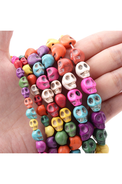 Choice1 8mm(around 50pcs) Mixcolor Skull Turquoises Beads Natural Stone Beads...