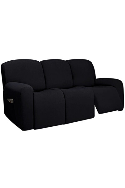 Choice 3 Seat Black 3 Seat Stretch Sectional Recliner Sofa Slipcover With Ela...