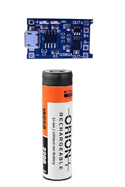 1 Adet Orion Li-ion Pil ve TP4056 Micro USB Korumalı 18650 Pil Şarj Devresi