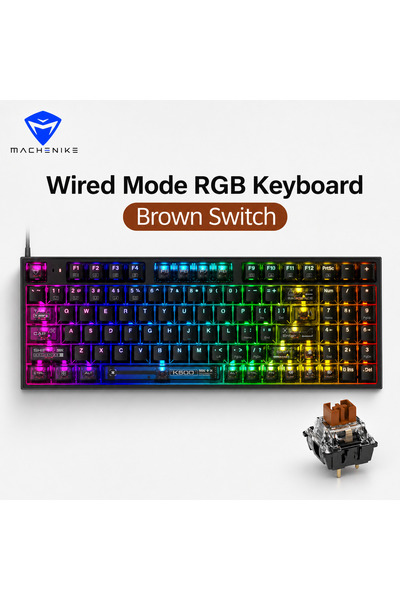 Choice4 MACHENIKE Black Brown Switch MACHENIKE K500 Mechanical Keyboard Wired...
