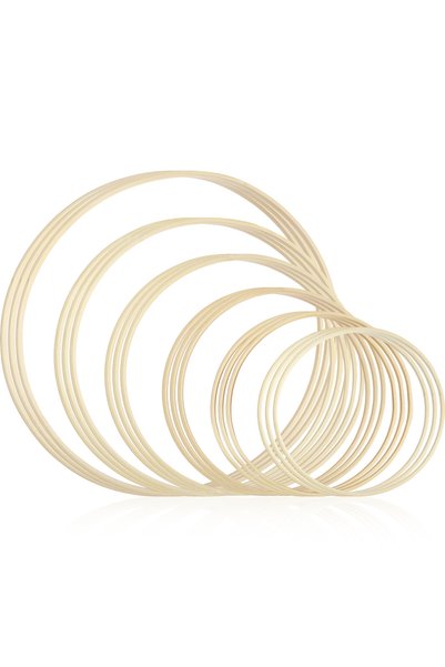 Choice1 18Pcs 10/18Pcs Wooden Bamboo Ring Floral Hoops Wreath Rings DIY Handm...