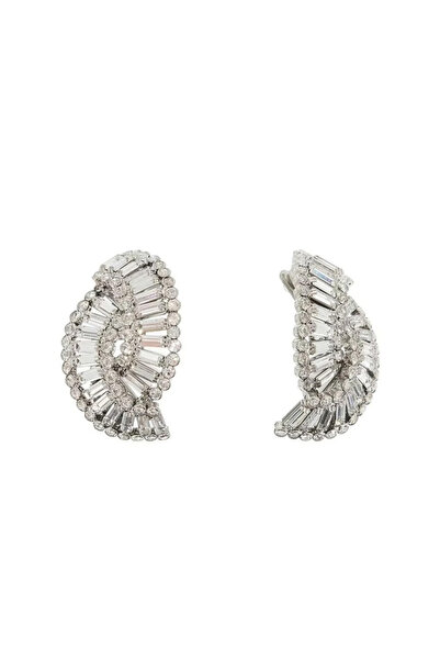 Choice Silver white Stonefans Braided Geometric Ear Clip Earrings No Piercing...