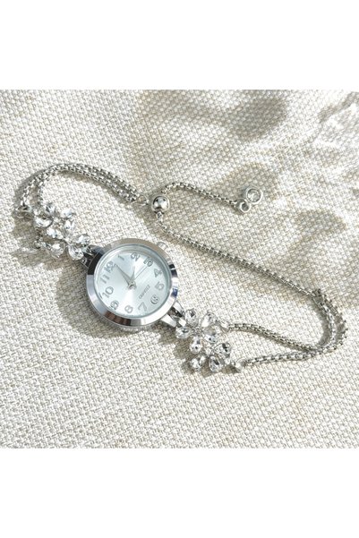 Choice1 ساعة يد نسائية بتصميم بسيط وأنيق مرصعة بالألماس، من مجموعة Silver Liv...