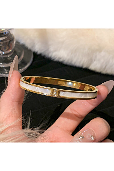 Choice SMT010 1PC Titanium Steel Stainless Steel Inlaid Zircon Gold Plated Br...