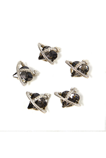 Choice Black 5pcs Crooked Tilted Heart Satellite Crystal Alloy Rhinestones Je...