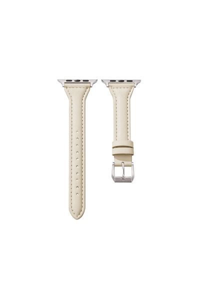 Choice 38mm-40mm-41mm Beige Slim Leather Strap For Watch Band 44mm 40mm 41mm ...