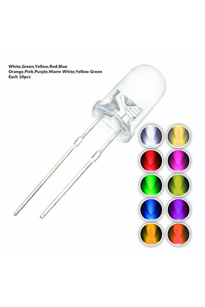 Choice 10 color each 10pcs 100pcs 5mm LED Diode 5 mm Assorted Kit White Green...