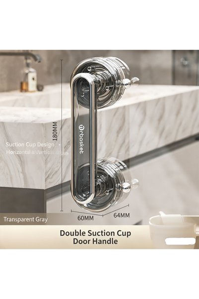 Choice Grey Bathroom Suction Cup Grab Bar, Non‑Slip Waterproof Removable Door...