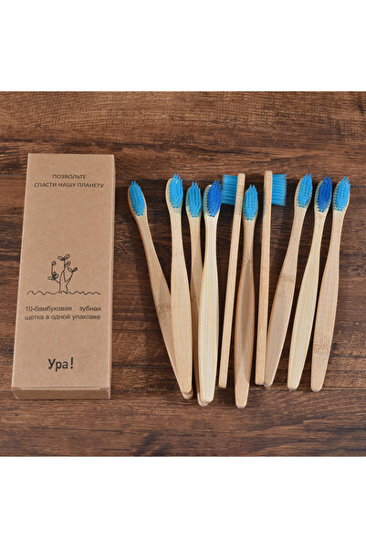 Choice11 10 Piece Blue 10Pcs Colorful Toothbrush Natural Bamboo Tooth Brush S...
