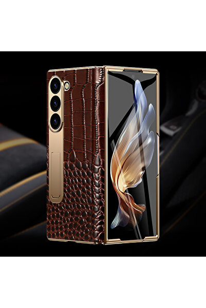 LANGSIDI جراب جلدي بنقشة جلد التمساح لهاتف Galaxy Z Fold 5، متوافق مع هواتف Z...