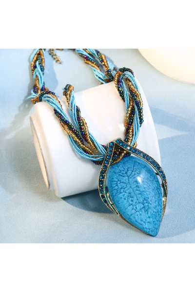 Choice Blue Fashion Bohemia Ethnic Handmade Necklace For Women Bijoux Multila...