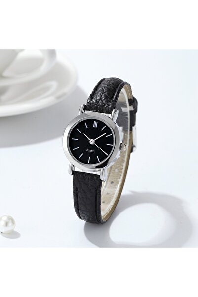 NOTHING A Black Black Women's Watch Fashion Small Arabic Quartz Watches Leath...
