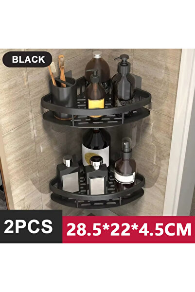Choice StyleA-Black-2PCS Bathroom Shelf Kitchen Storage Organizer Aluminum Al...