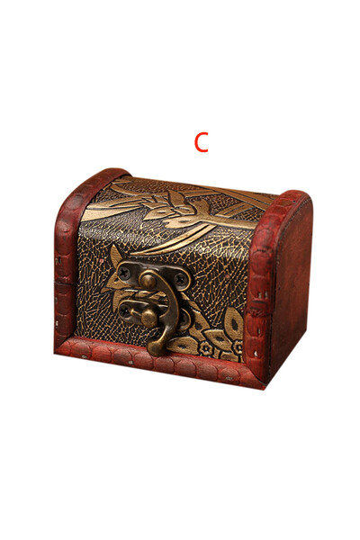 Choice C 1PCS Jewelry Box Vintage Wood Handmade Box With Mini Metal Lock For ...