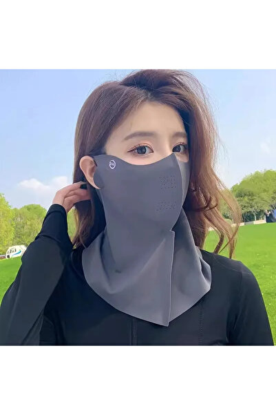 choice2 Dark Grey Women Summer UV Protection Neck Scarf Ice Silk Face Mask Co...