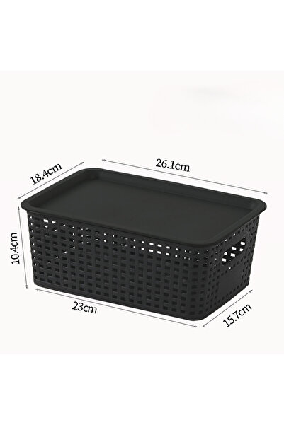 Choice black Modern Plastic Storage Baskets with Lid Stacking, Multi-Purpose ...