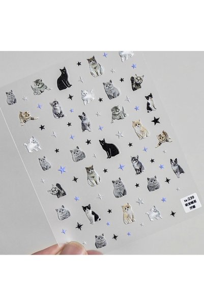 NAILFYOU 1pcs TA239 1Pcs 5D Embossed Cute Pet Manicure Decal Nail Cartoon Sti...