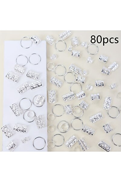 Choice Silver 80pcs Dreadlock Hair Beads - Stylish Alloy Hair Accessories Loc...