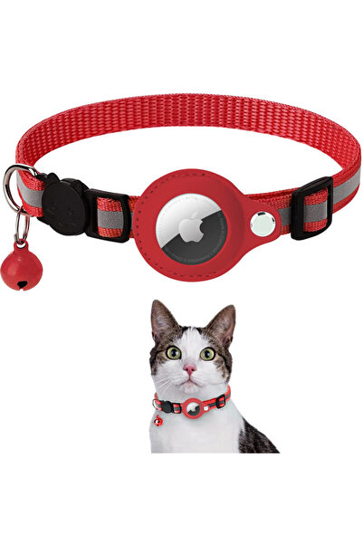 Choice Red Cat AirTag Holder Collar Breakaway Reflective Strips Adjustable Ki...