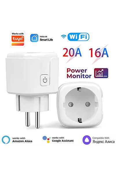 choice2 2PCS Smart Home Socket WiFi 20A EU Plug Outlet Remote Control Timer P...
