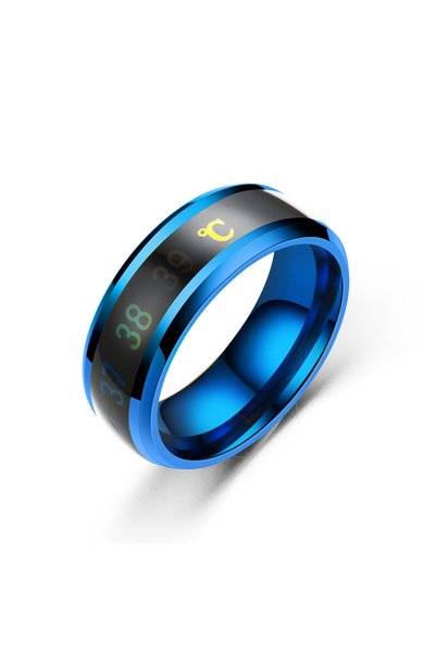 Choice 11 Blue Titanium Steel Temperature Couple Ring Mood Emotion Feeling In...