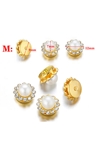 Choice 12mm-Gold Color 50pcs Flower Rhinestone Beads Pearl Gold Color Claw fo...