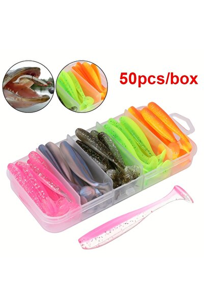 Choice 70mm 50pcs/box Fishing Lure T Tail Spinner Soft Artificial Bait Paddle...