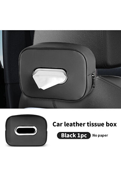 choice2 black 1pc 2025Car Tissue Box Holder Microfiber Leather Car Center Con...