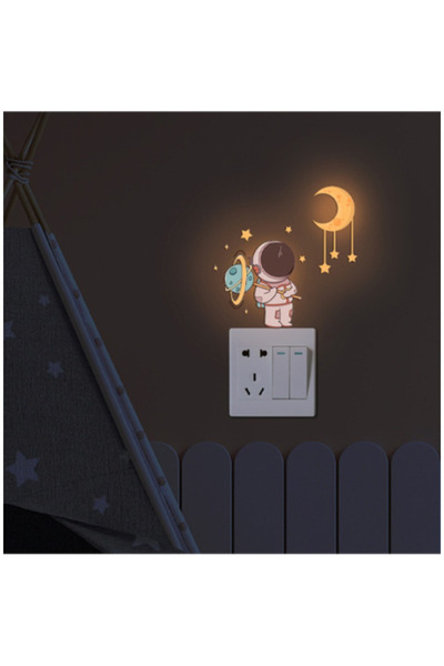 Choice pink 1PC Luminous Astronaut Stars Moon Switch Stickers Decorative Wall...
