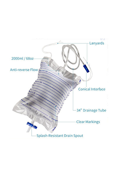 Choice5 with 90cm Tube 1000/2000ML Urine Collection Bag Drainage Bag Catheter...