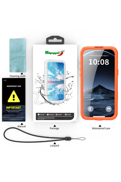 Choice7 iPhone17 Pro Orange Shellbox IP68 Magnetic Waterproof Phone Case for ...