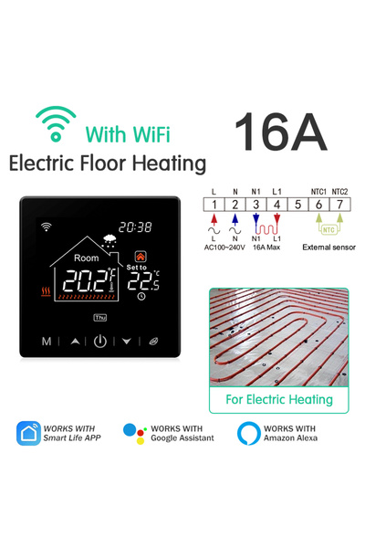 Choice 16A Electric Floor Heating Thermostat Tuya WiFi Programmable Temperatu...