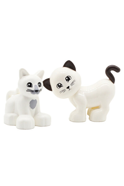 Choice8 Two white cat Zoo Animals Series Set Big Size Building Blocks Assembl...