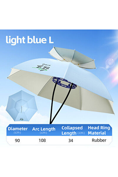 choice2 Light Blue-L Portable Folding Umbrella Hat UPF 50+ UV Protection Wate...