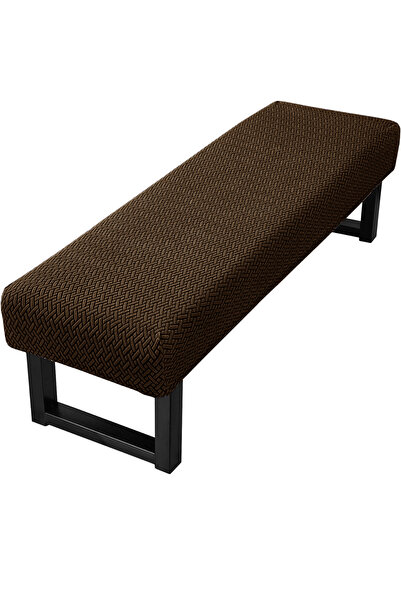 Choice Dark Brown Stretch Jacquard Dining Bench Cover Living Room Anti-Dust R...