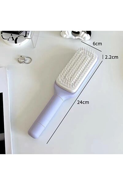 Choice3 purple1pcs Self Cleaning Hairbrush Women Hair Brush One-key Cleaning ...
