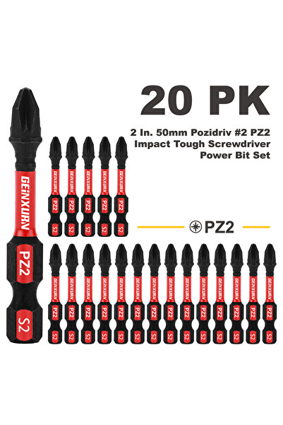 Choice1 2Inches 20PCS Geinxurn 2Inches Pozidriv #2 PZ2 Impact Tough Screwdriv...