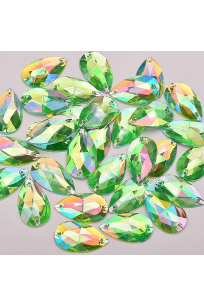 Choice5 Green AB 100Pcs 17*28mm Large Sewing Crystal AB Drop Rhinestone Appli...