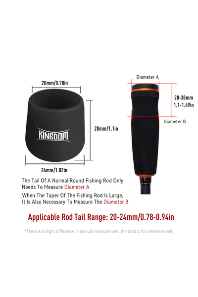 Choice KINGDOM Black S Kingdom Fishing Rod Handle Protective Case Bottom Prot...
