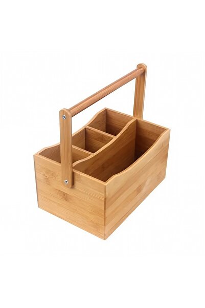 Go İthalat Bambu Taşıma Kulplu 3+1 Bölmeli Tezgah Üstü Düzenleyici Organizer ...