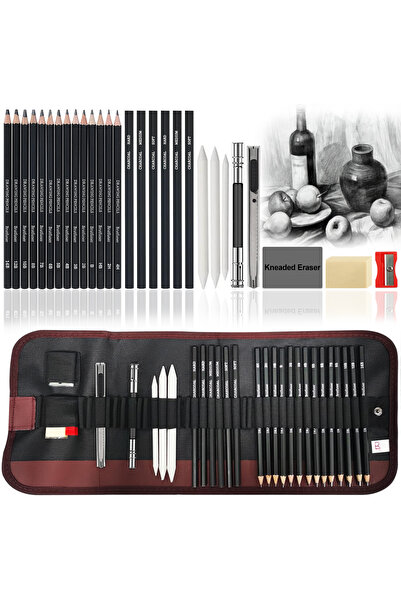 Choice 29Pcs 29Pcs Drawing Kit Sketching Pencils Set,Portable Pen Curtain-Cha...