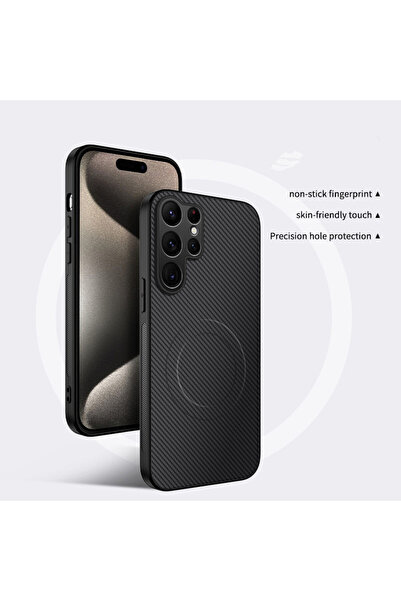 Choice25 Galaxy S24 Black Magnetic Carbon Fiber Texture Phone Case For Magsaf...