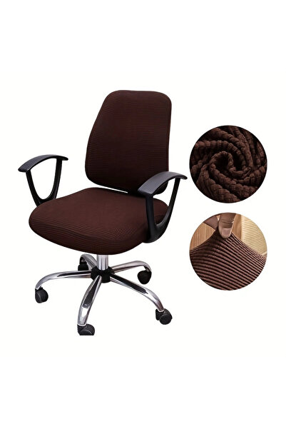 Choice Deep coffee 2PCS/set Office Chair Cover Solid Color Stretch Jacquard E...