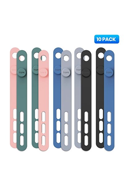 Choice Mixed Color 10 PCS TOPK Silicone Cable Ties Assorted Color Reusable He...