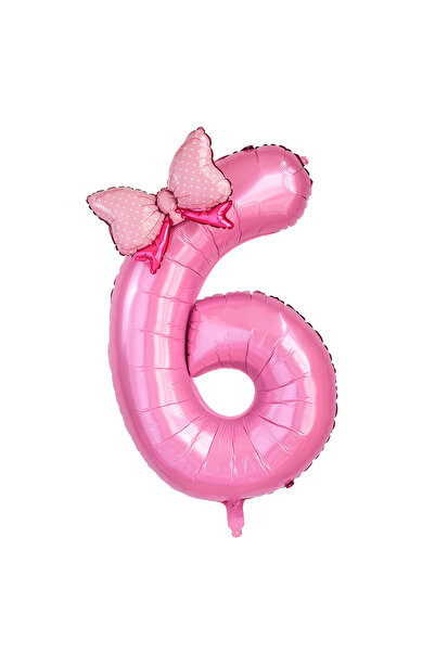Choice 40inch Z06 1Pc Large 40inch Number Pink Foil Balloon With Bow 1 2 3 4 ...