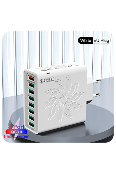 Choice EU White 8 Ports USB Charger QC 5.0 Fast Charging EU US KR Plug 65W Fa...