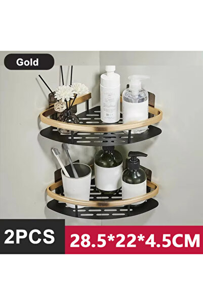 Choice StyleA-Black gold-2 Bathroom Shelf Kitchen Storage Organizer Aluminum ...